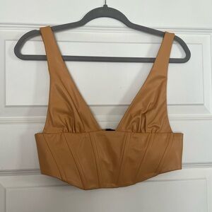 Faux Leather Cropped Corset Tank Top Zara Size M